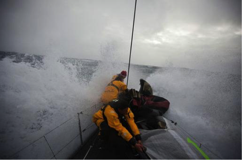 zeilen in een oliepak